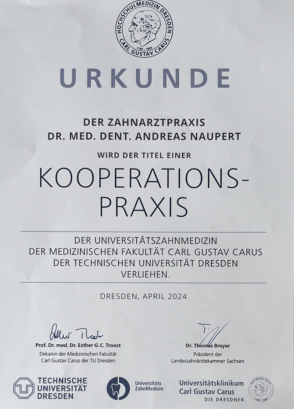 Urkunde_Kooperationspraxis